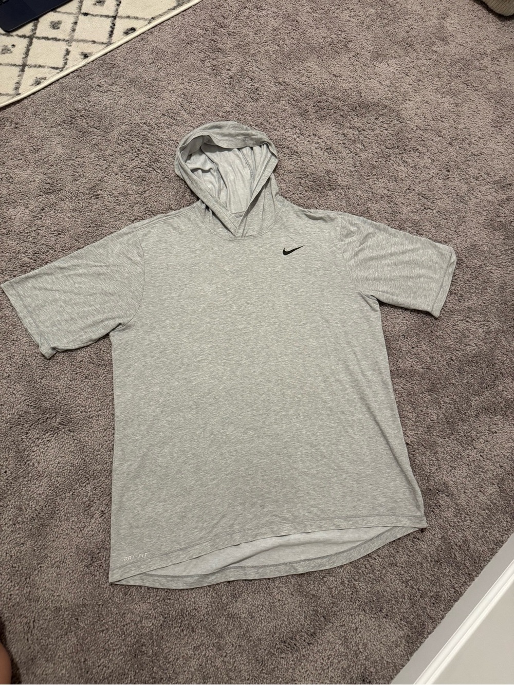 Nike Men’s Gray Dri-FIT Hooded Short Sleeve Shirt
